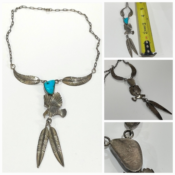 Rare Antique all natural Roysten/Cerrillios Turquoise Sterling Necklace. - Picture 10 of 15